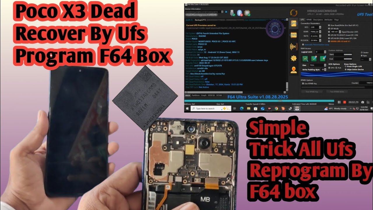 Poco X3 UFS Program By F64 Box || Poco X3 Dead Recover UFS Reprogram By F64 box Easy Trick 2025