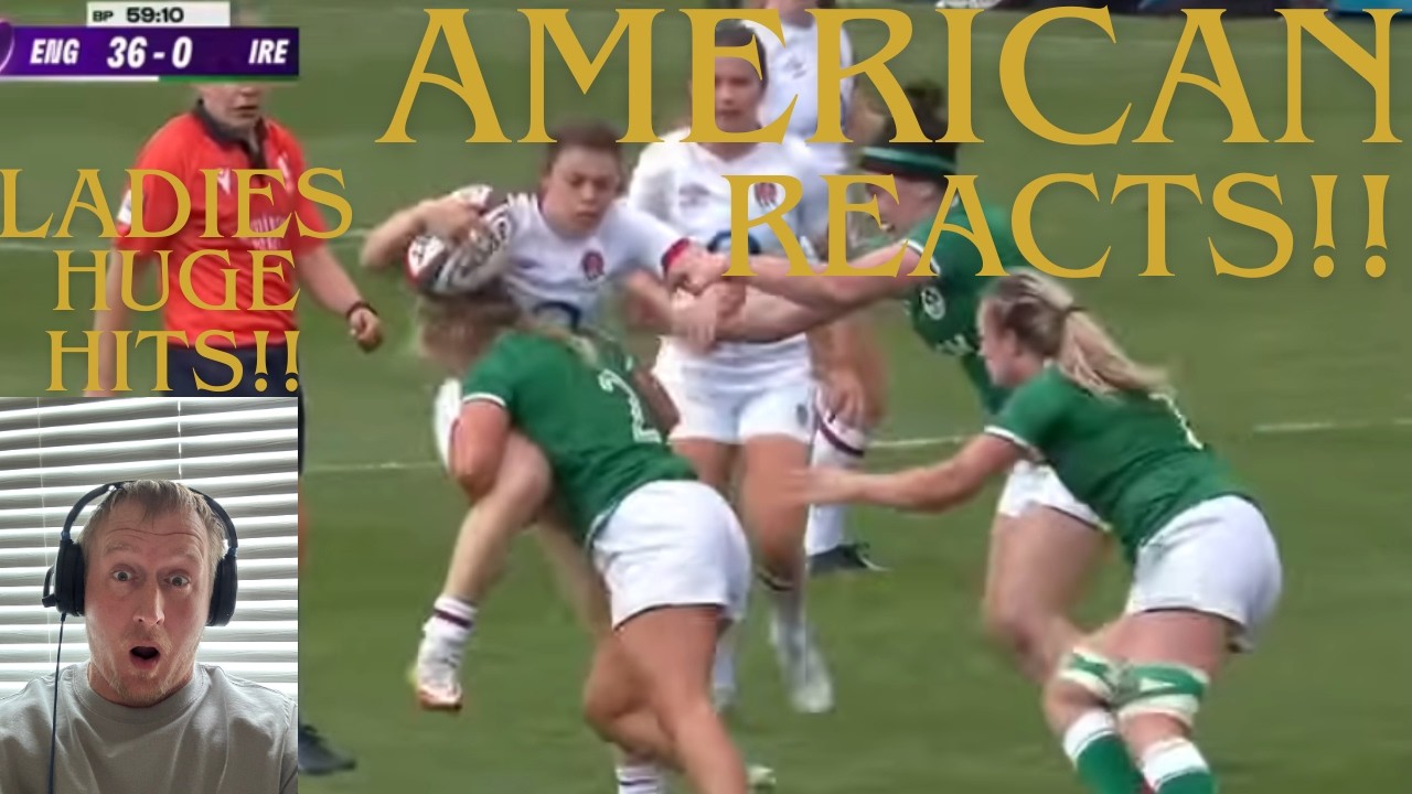 American Reacts BRUTAL Female Rugby Hits!!!!!!
