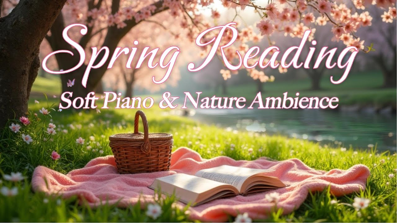 A Cozy Reading Spot Under the Sakura | Cherry Blossom Soft Piano & Nature Ambience for Reading