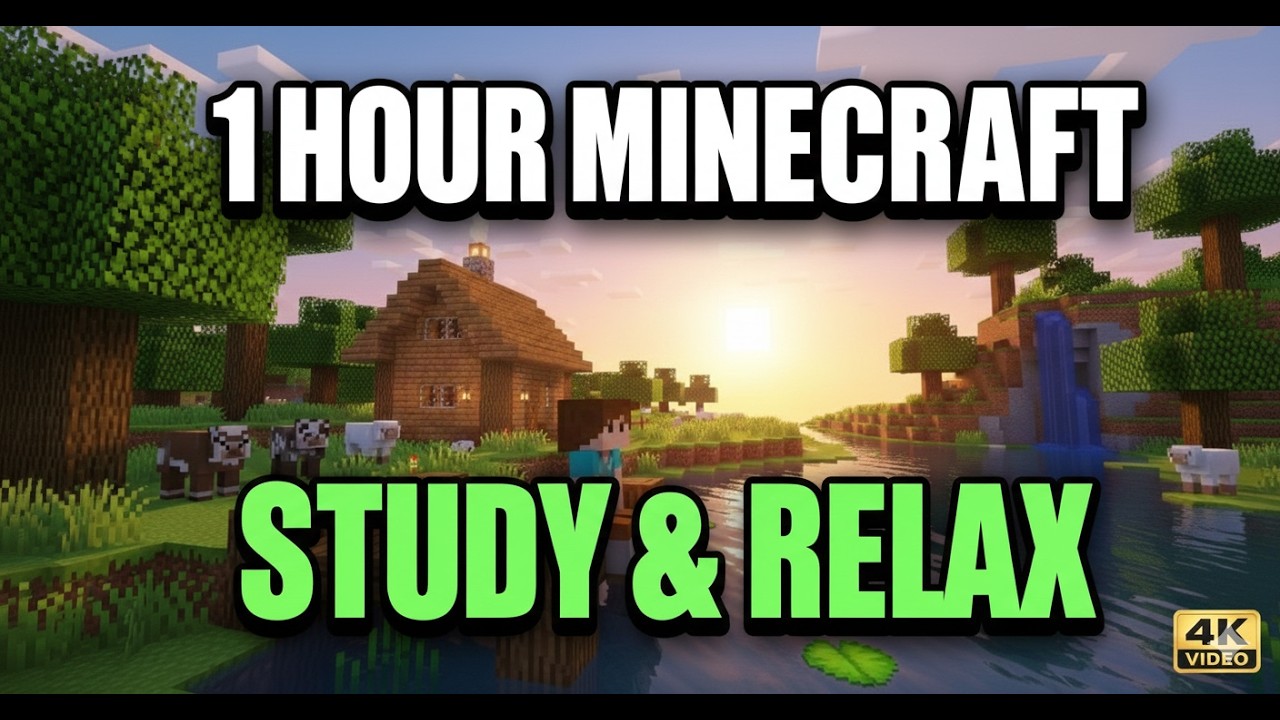 Minecraft Sunset Ambience & Chill Music 🌅 | 1 Hour Deep Focus for Study & Work