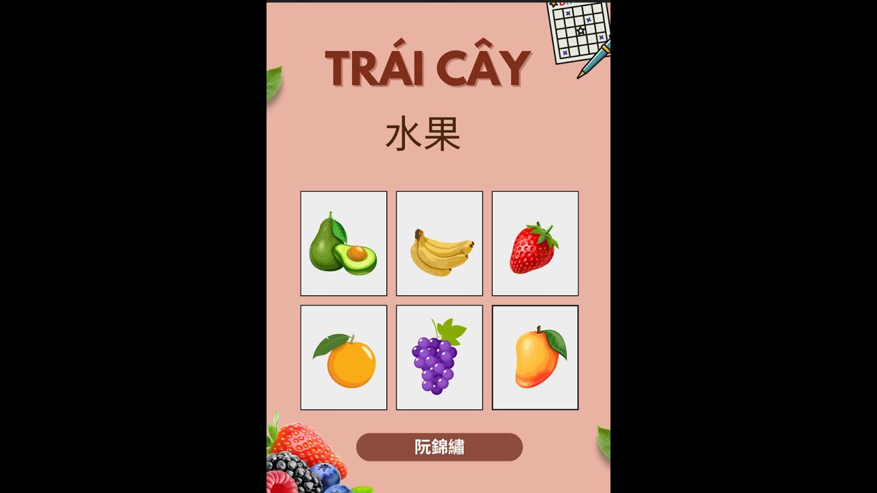 #越南語 100種水果名稱#   #Tên100 loại trái cây bằng tiếng Hoa  #  #水果名稱與對水果的表達短句 #