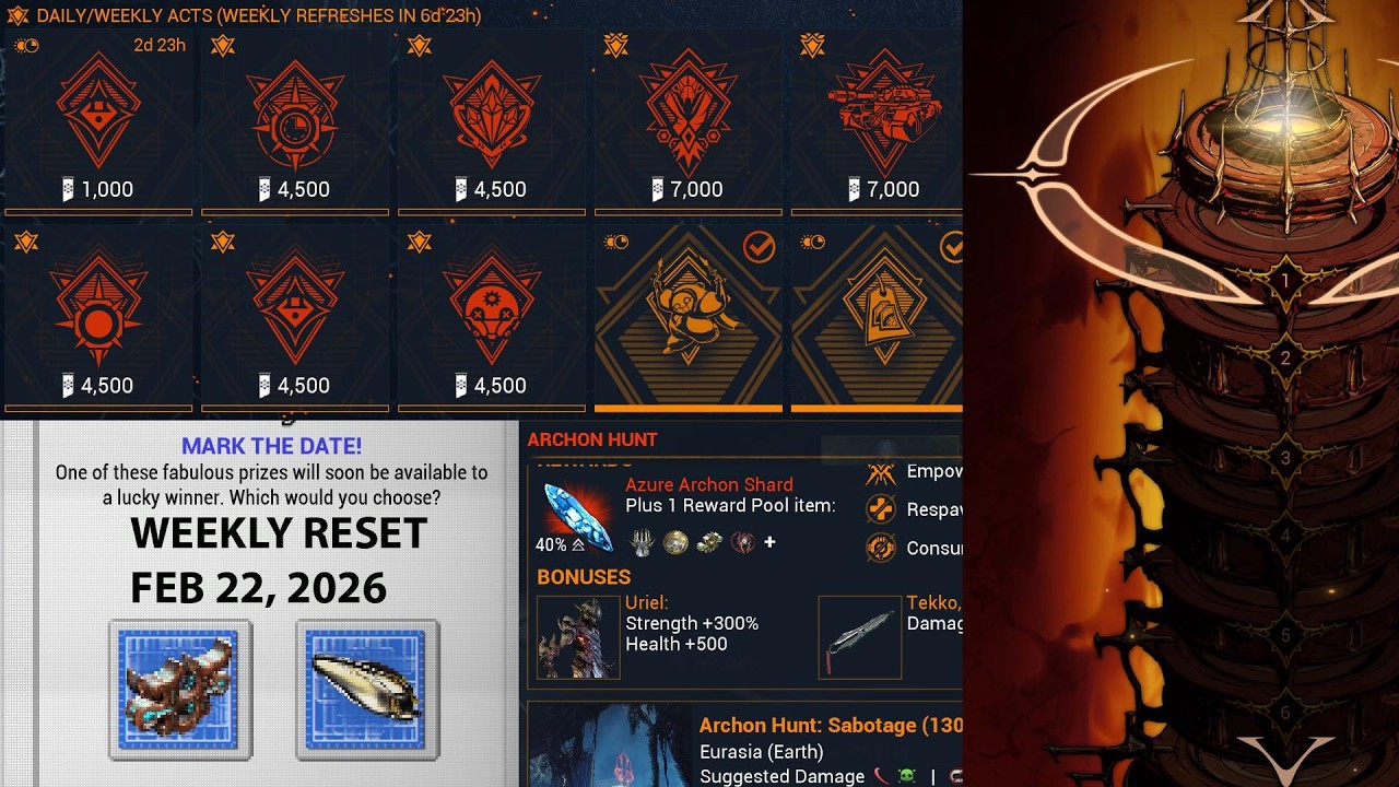 WARFRAME WEEKLY FOR RESET FEB 22