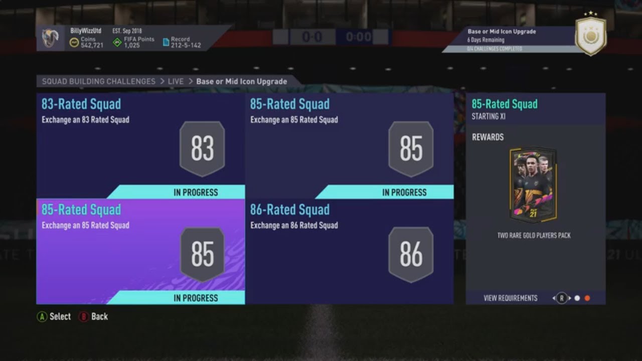 FUT 21 - SBC - 85-Rated Squad (70 Chemistry) - Base or Mid Icon Upgrade - Cheap & No Loyalty