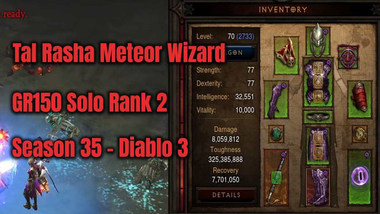 Сезон 35 Тал Раша Метеорный Волшебник GR150 Соло Ранг 2 - Diablo 3