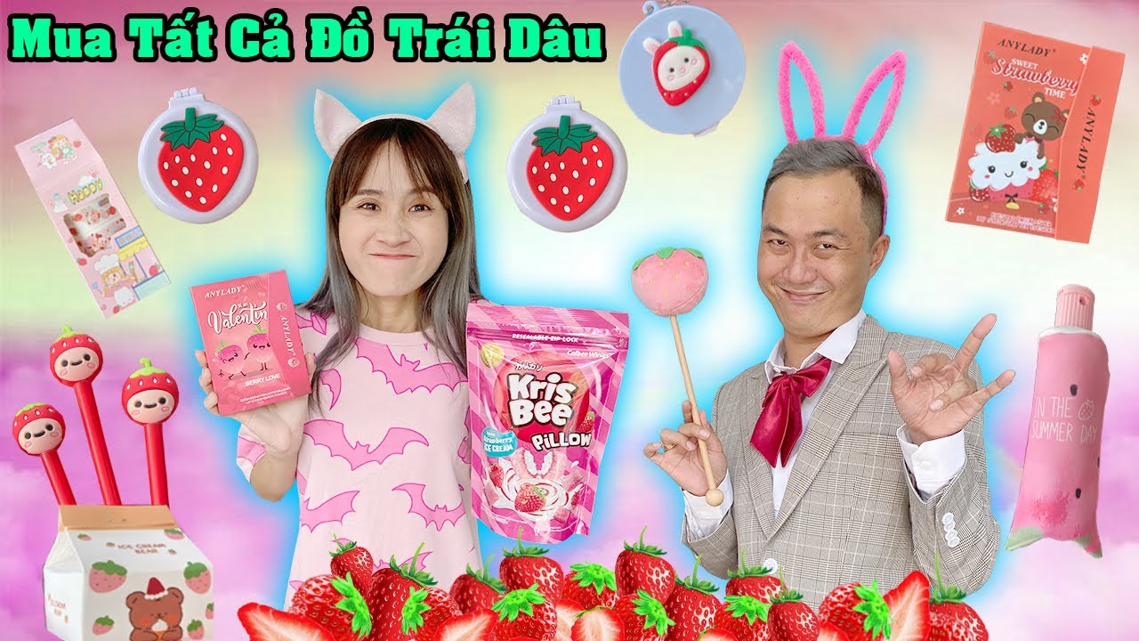 Thử Thách Mua Tất Cả Đồ Hình Trái Dâu Tại Shop Vê Vê House - Vê Vê Channel