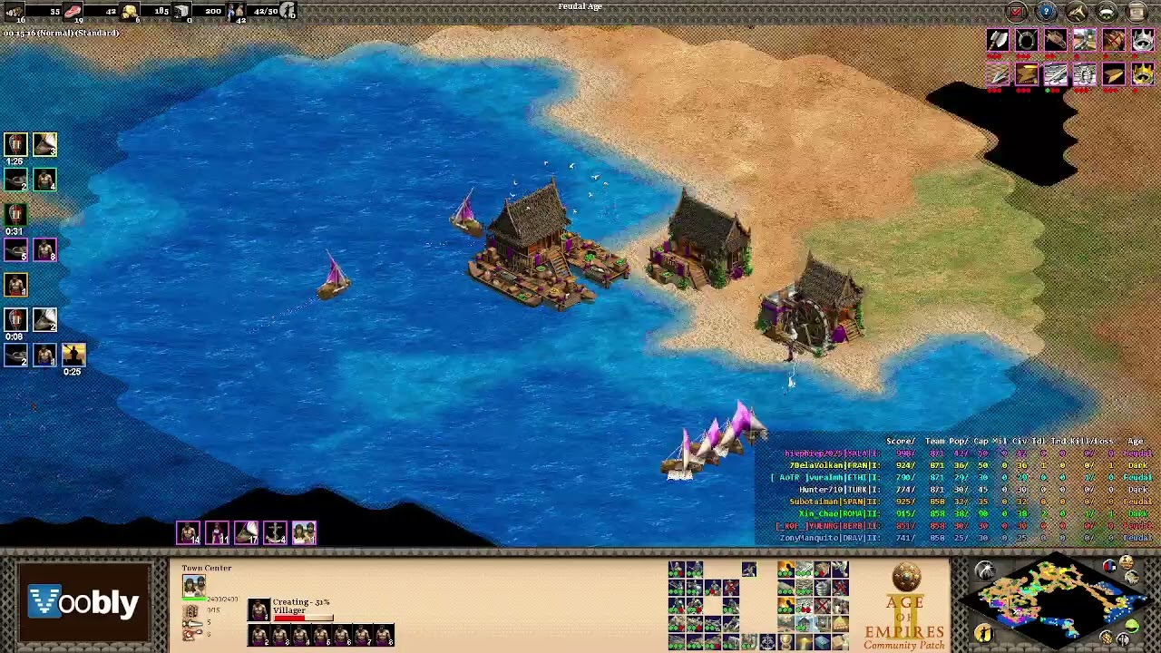 Voobly AOE2 1.6: Nomad, 4 vs 4 team game