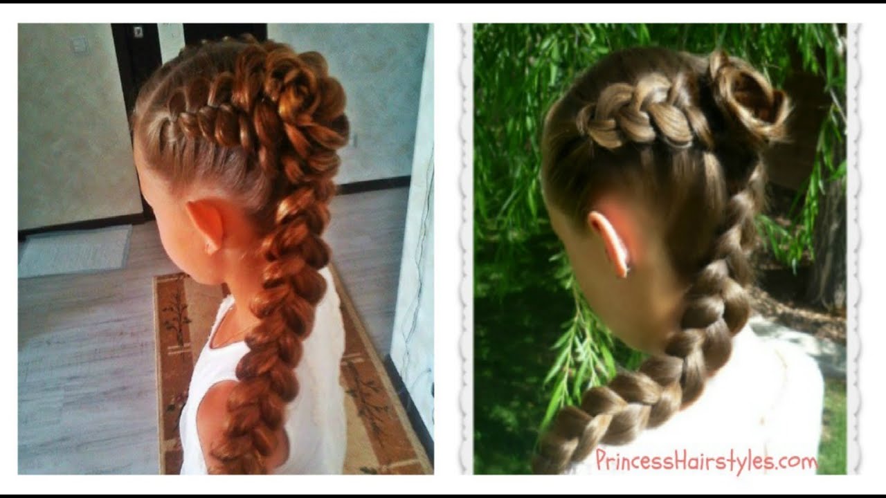 Dutch Braid Rose Hairstyle, Flower Girl or Bridesmaid Hairstyles