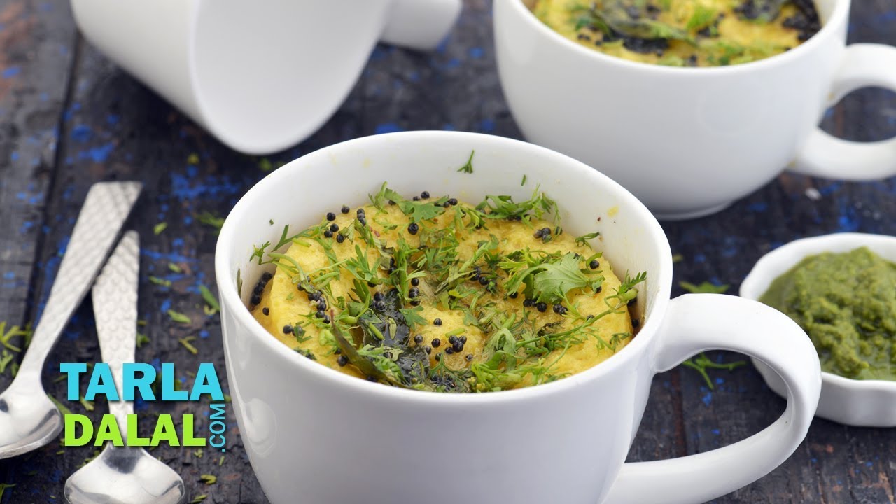 Microwave Mug Dhokla Recipe, Khaman Dhokla by Tarla Dalal
