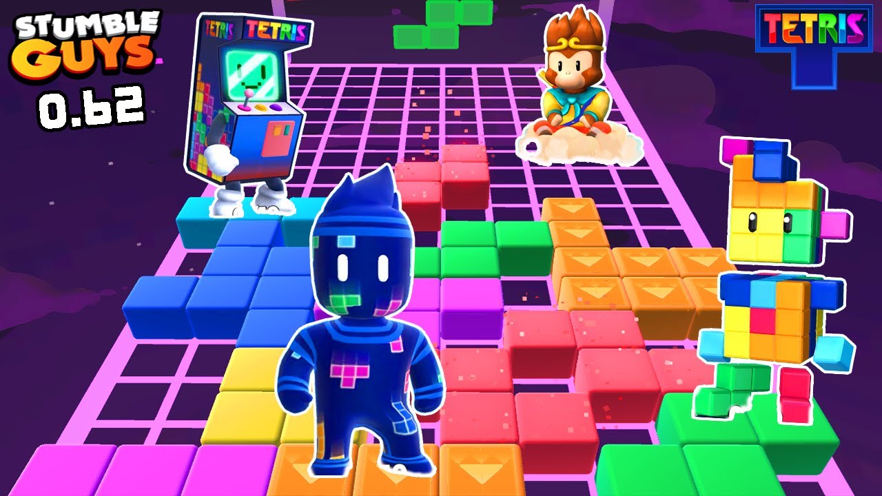 O MENINO TETRIS E AS NOVAS SKINS MAPAS E EMOTES DO STUMBLE GUYS BETA FECHADA 0.62