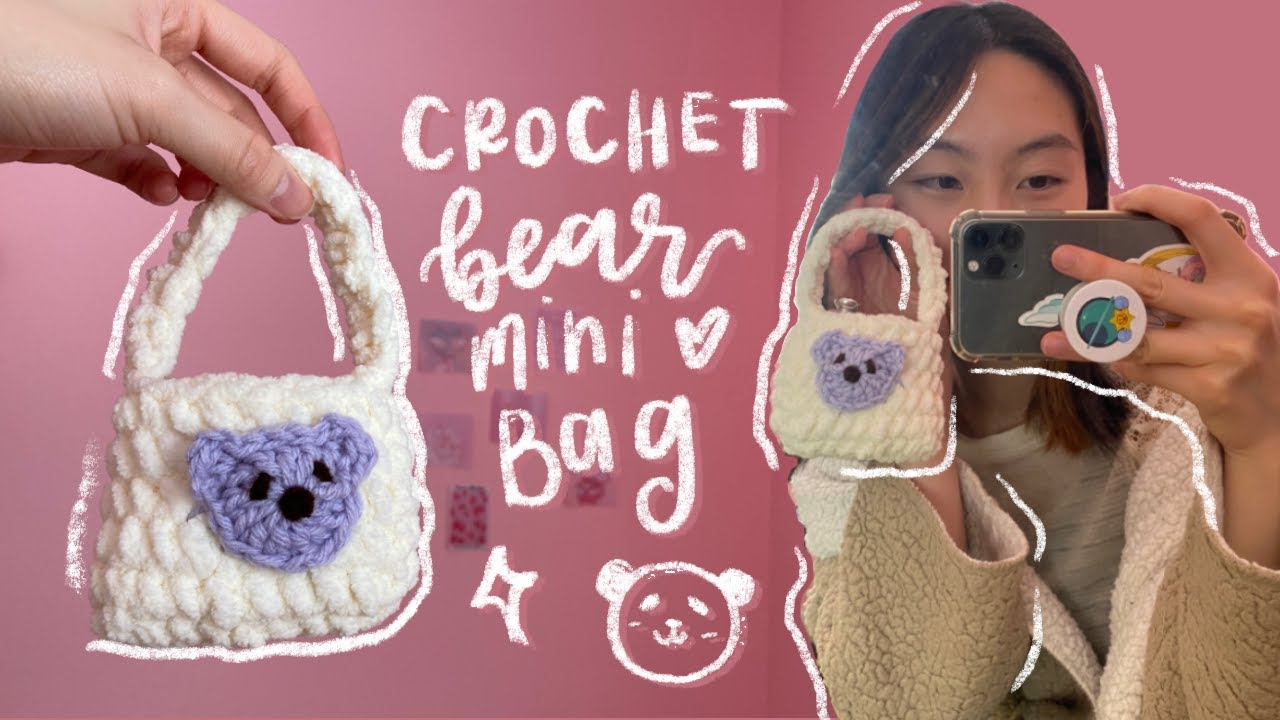 crochet mini bear bag tutorial (cute+easy!) | how to crochet bear applique