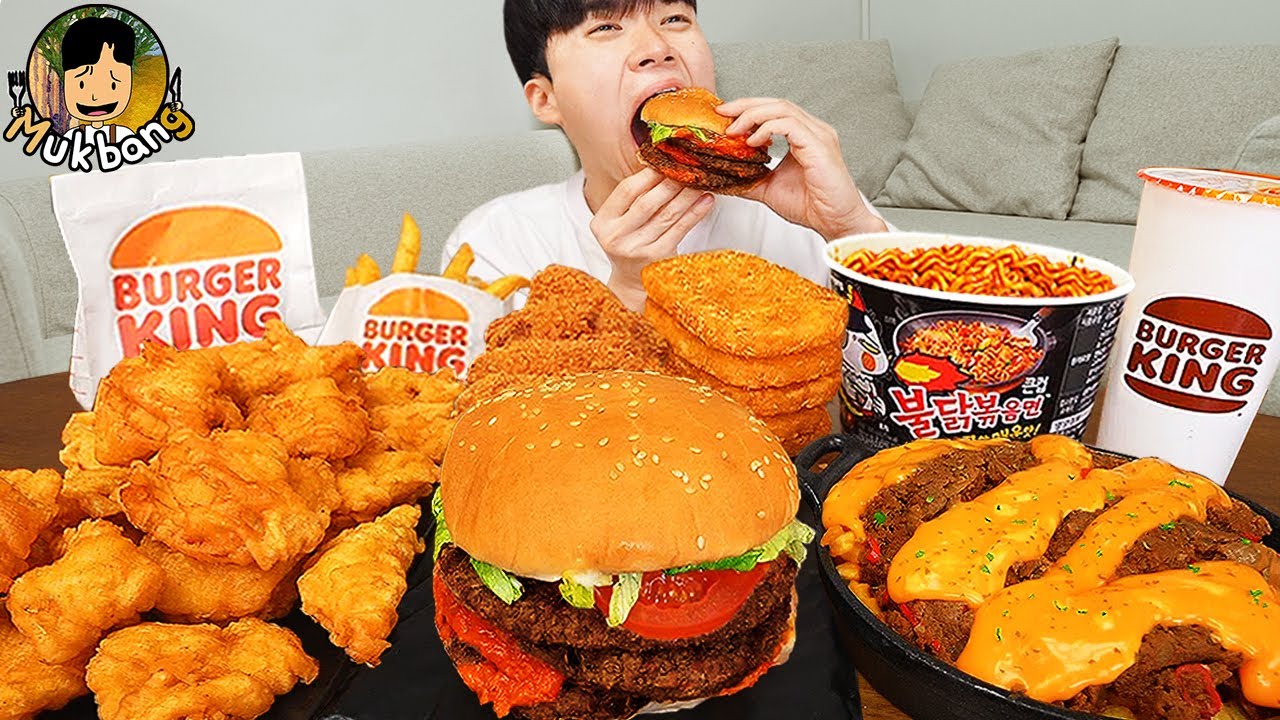 ASMR MUKBANG | гамбургер, сырная палочка, Огненная лапша рецепт блюда принимать пищу