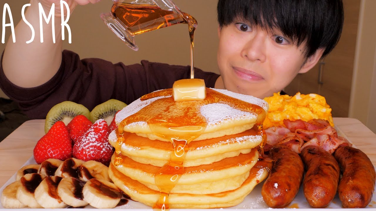ASMR ホットケーキ Breakfast Pancakes | EATING SOUNDS | COOKING | MUKBANG | 먹방 | 咀嚼音