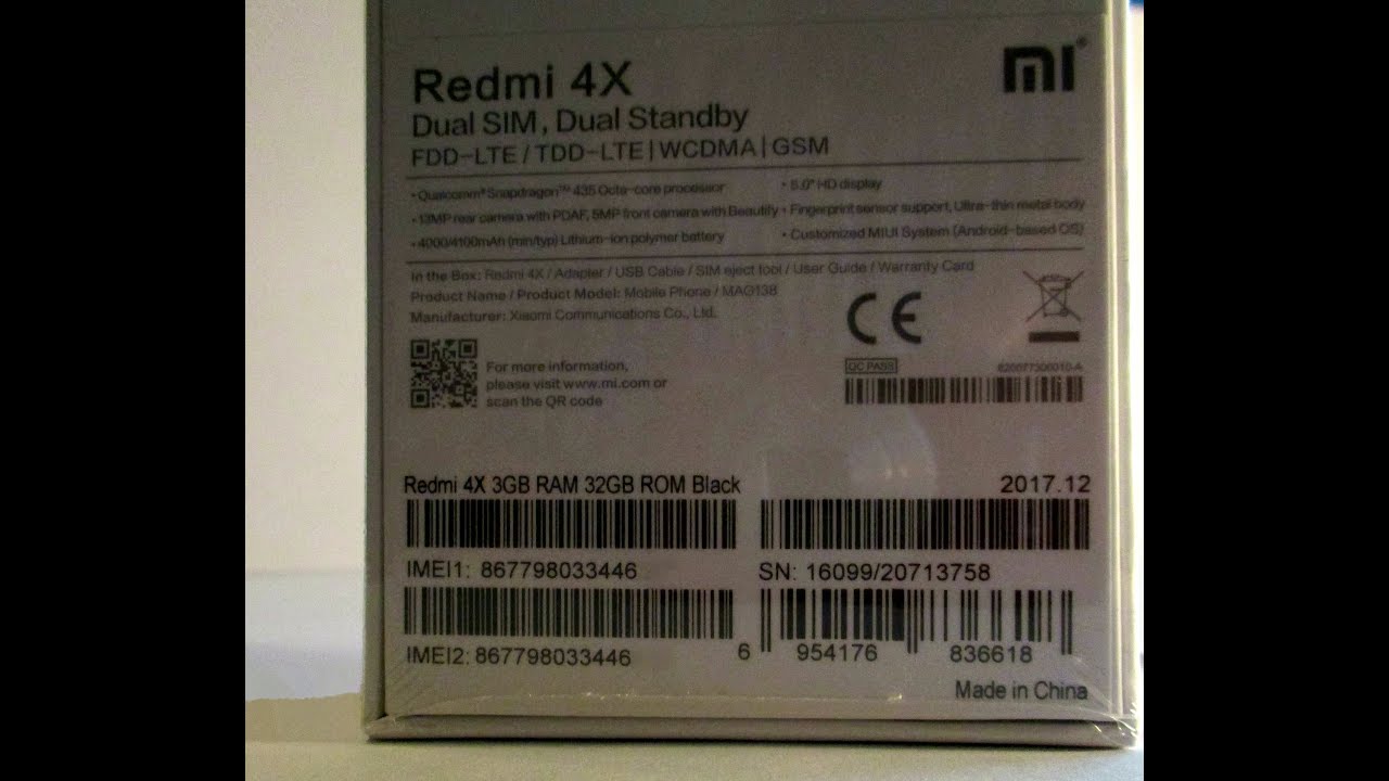 Xiaomi Redmi 4X Black - 3Gb/32Gb EU, Global Version MAG138