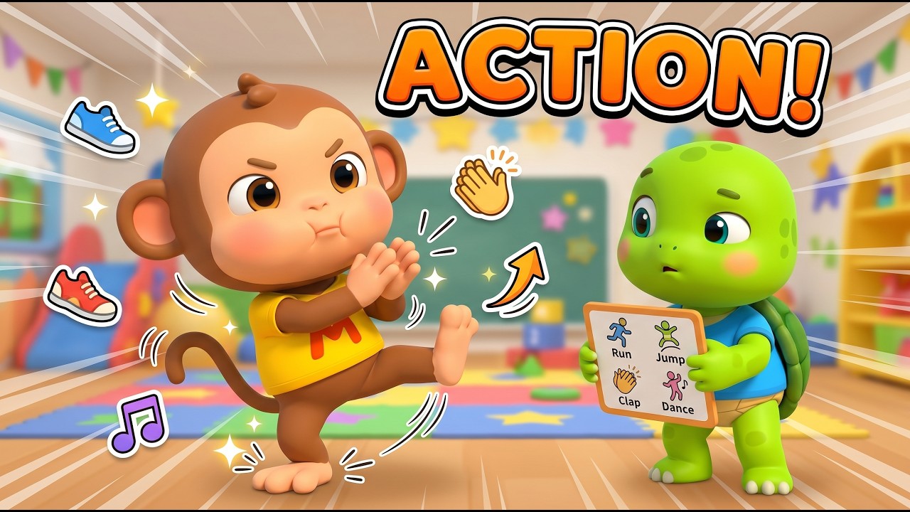 Learn Actions in English 🎯 | What’s She Doing? for Toddlers