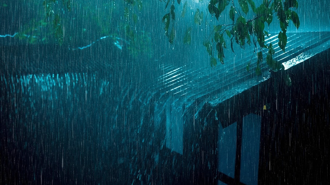 Rain on a Tin Roof for Sleeping 24/7, Deep Sleep with Heavy Rain & Thunder on Metal Roof at Night