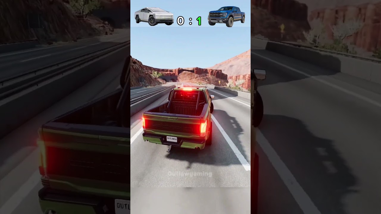 Tesla Cybertruck против Ford F150 Raptor #tesla #ford #cars
