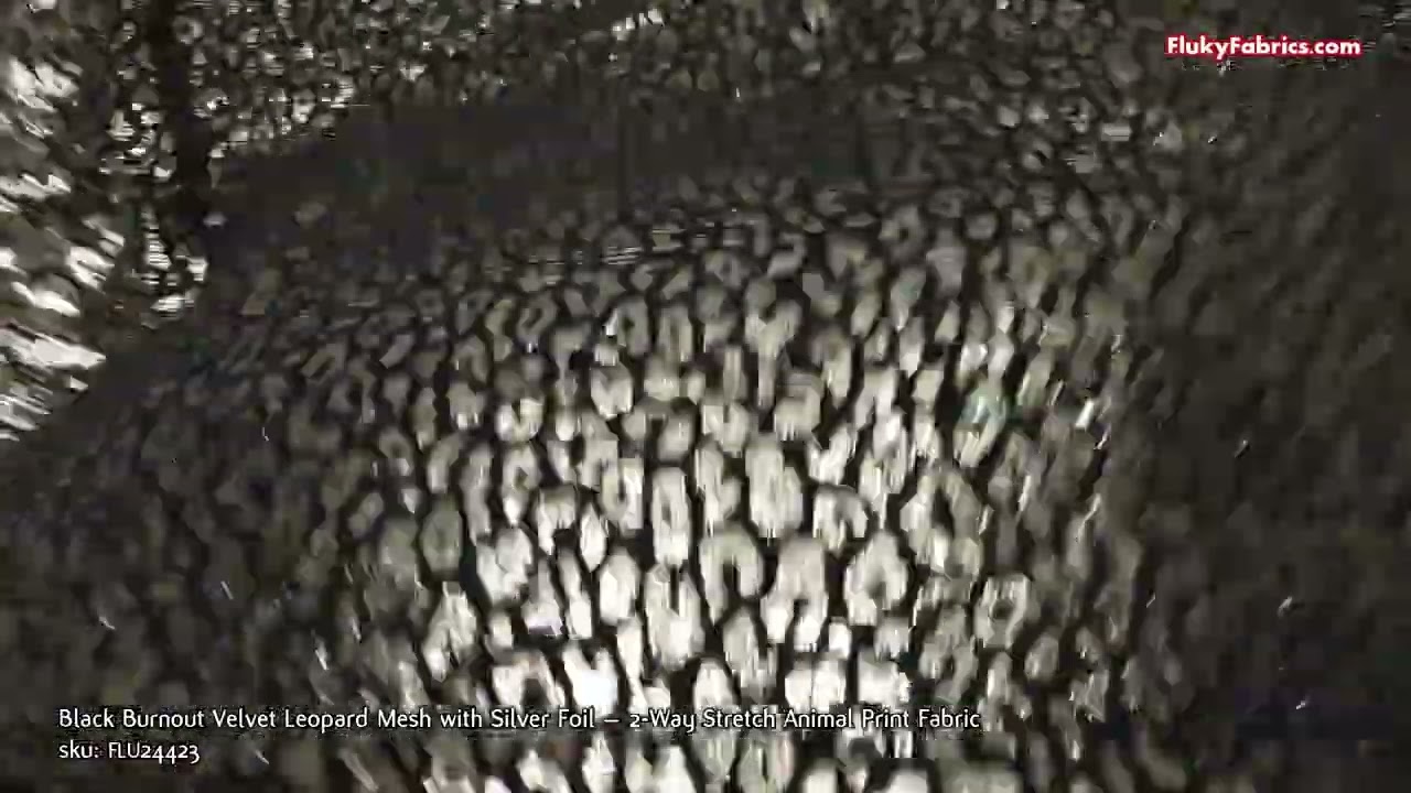 Black Burnout Velvet Leopard Mesh with Silver Foil &ndash; 2-Way Stretch Animal Print Fabric