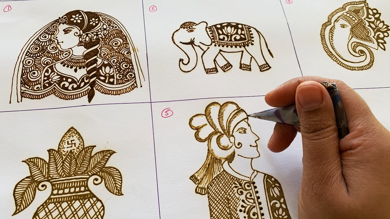 TYPES OF BRIDAL MEHNDI ELEMENTS BRIDE AND GROOM FACES | HENNA MEHNDI FOR BEGINNERS