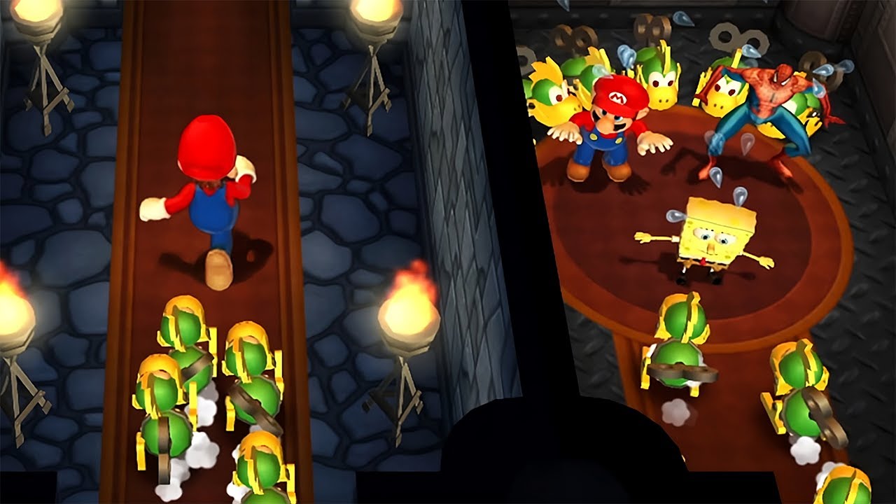 Mario Party 9 MInigames - Mario Vs Luigi Vs Spider Man Vs Spongebob (Master CPU)