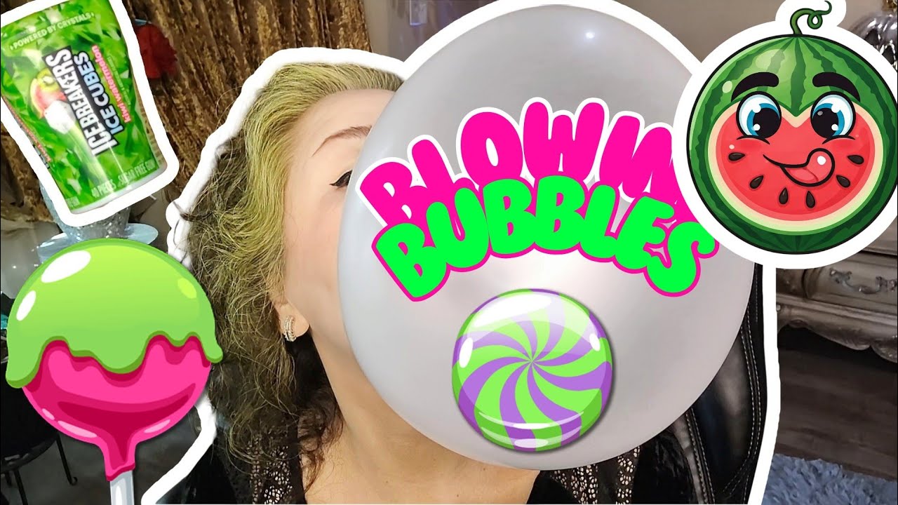 ASMR Trying New Bubble Gum Flavor Reaction Blowing Bubbles, Cracking, Open Mouth Fast Chewing Sounds