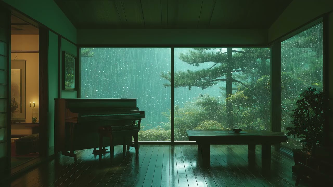 Warm Piano Notes Mixed With Rain Sounds Creating a Relaxed and Peaceful Mood