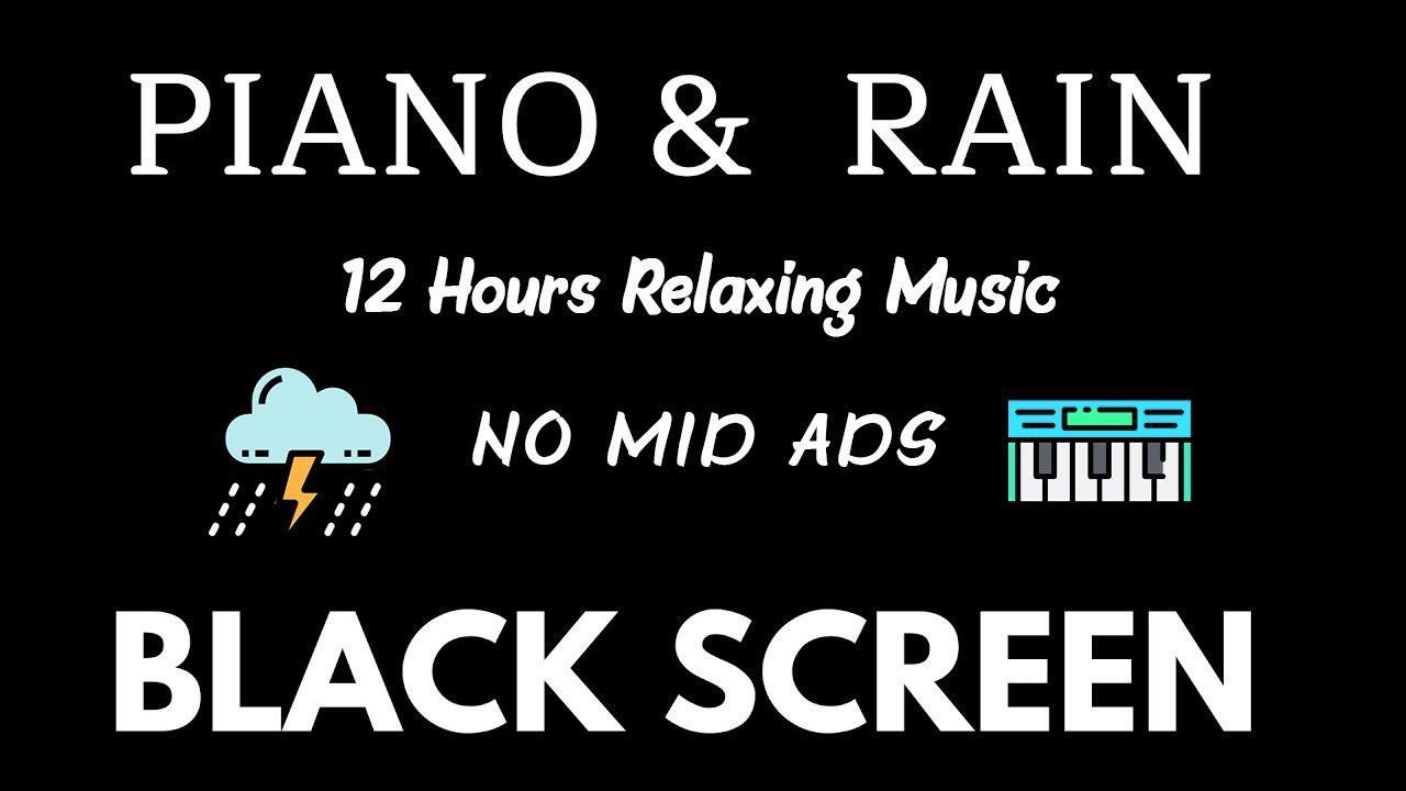 Peaceful Piano & Soft Rain Sounds - 8 Hours Relaxing Music for Stress Relief, Sleep | Black Screen