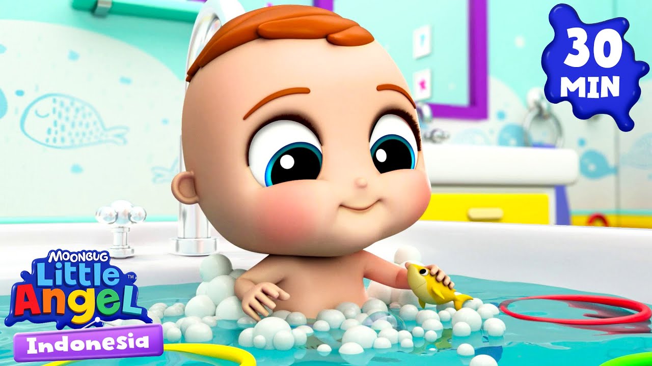 Bayi John Mandi dengan Bayi Hiu | Little Angel | Kartun dan Lagu Anak | Moonbug Kids Indonesia