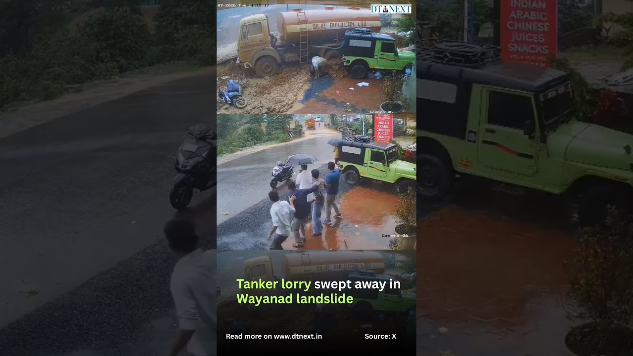 Tanker lorry swept away in Wayanad landslide