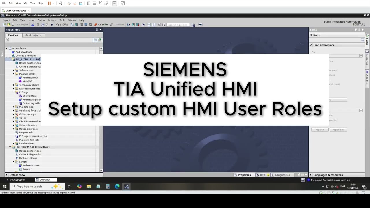 Siemens Unified HMI Custom User Login TIA Portal