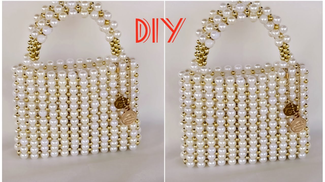 How to make a beaded pearl bag//pearl beaded handbag//bead purse //diy how to make your own beadbag