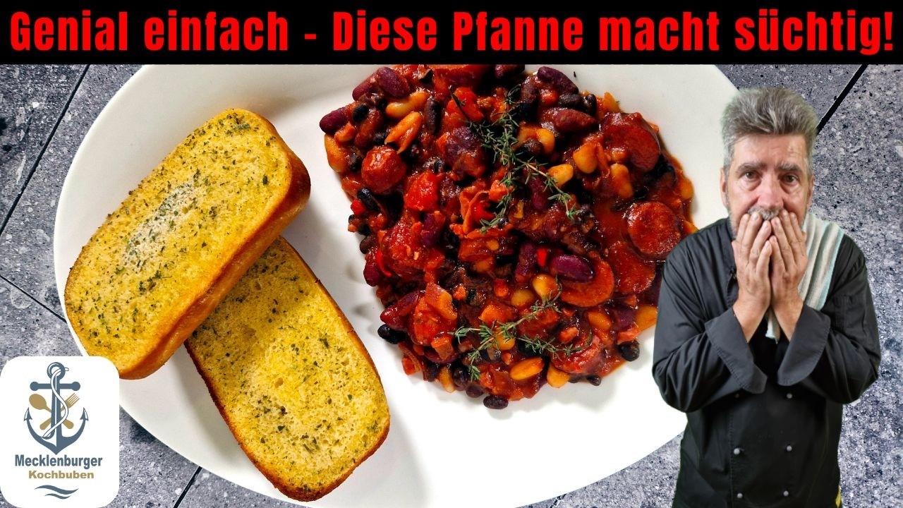 Schnelle Knacker Bohnenpfanne - deftig & fertig in 20 Minuten !
