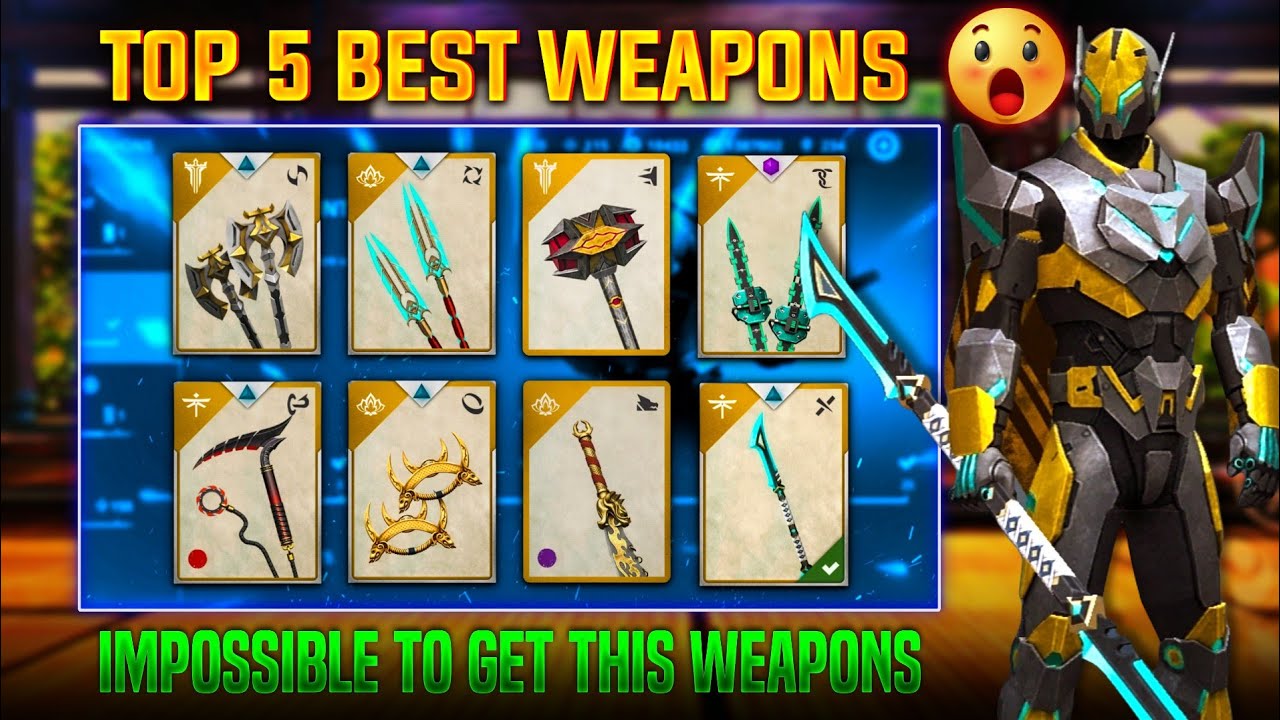 TOP 5 BEST LEGENDARY WEAPONS in SHADOW FIGHT 3! impossible to get this weapons!most dangerous weapon