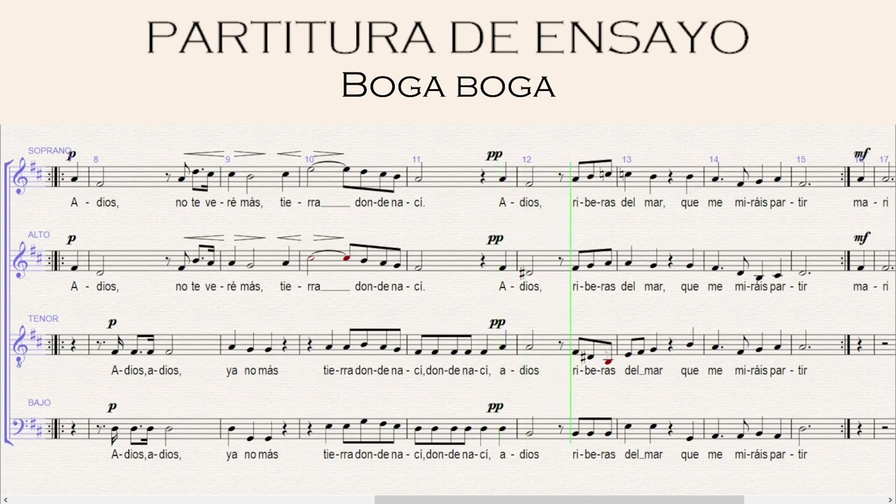 Boga boga - partitura de ensayo alto