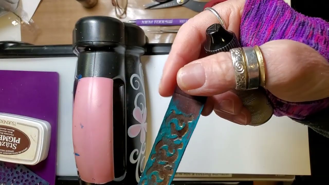 Leather Embossing Coloring with Alcohol Ink and StazOn Pigment Ink Pad