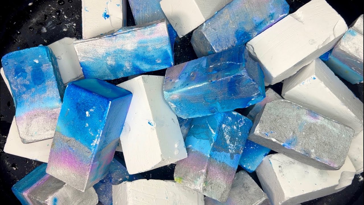 43000 Subs 🫢| 20+ blue and silver Gholibn Gym Chalk crumble | Sleep Aid | Satisfying ASMR