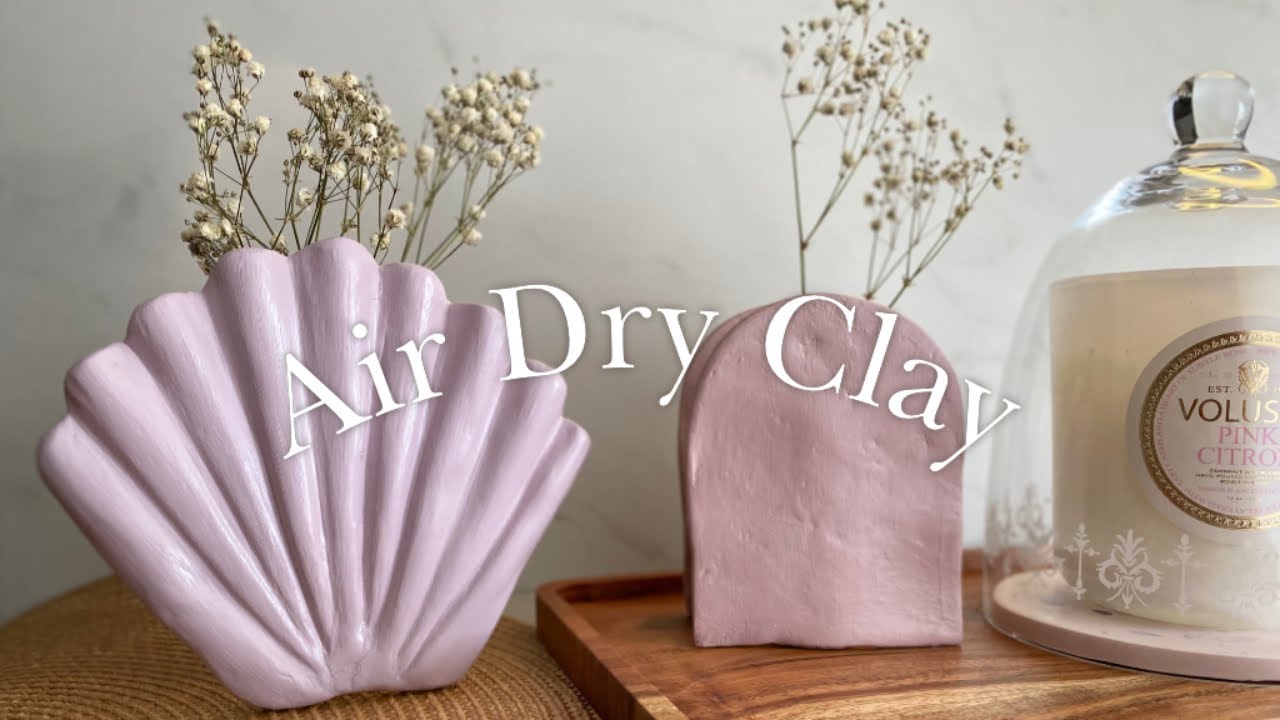 DIY easy Air Dry Clay ideas for beginners | shell vase and arch vase | 지점토 오브제 만들기