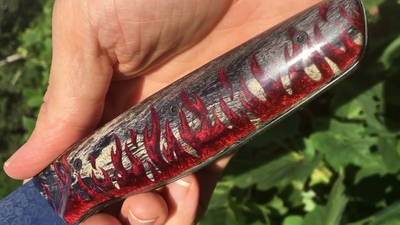 Dragon&rsquo;s Den Gyuto Chef Knife by KRVR Knives - damascus steel with VG10 core