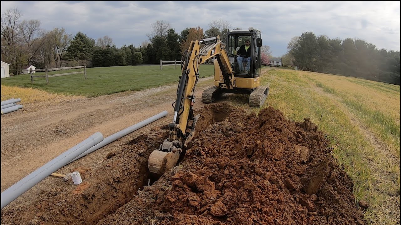 Mini Excavator ( Cat 304 ) Trenching for 5g in Lancaster ,Pa Day 2