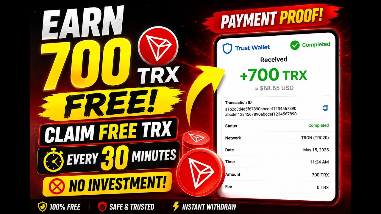 I Got 700 TRX FREE In 30 Minutes! (Withdrawal Proof) Free Trx claiming site 2026