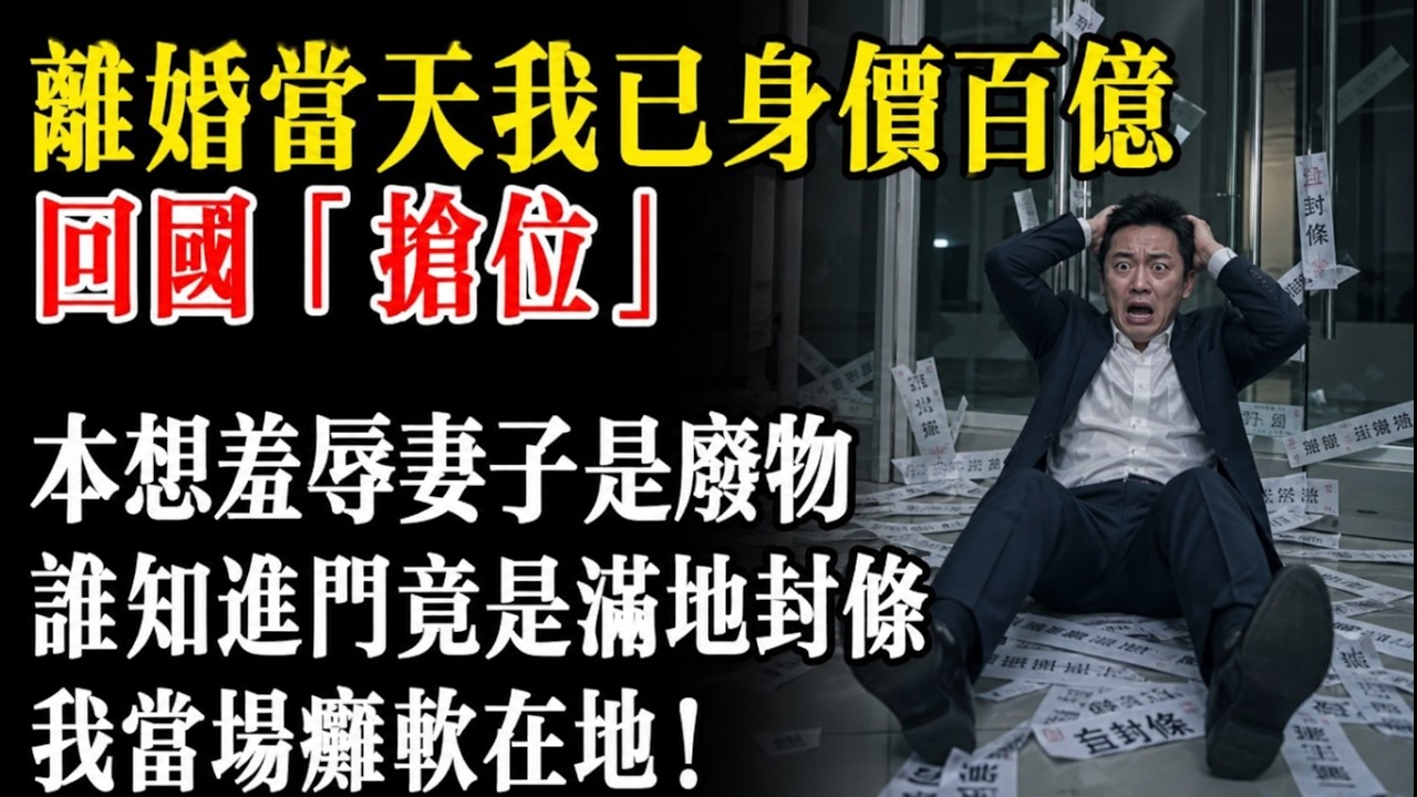 離婚當天我已身價百億，帶私生子回國「搶位」，本想羞辱妻子是廢物，誰知進門竟是滿地封條，我當場癱軟在地！