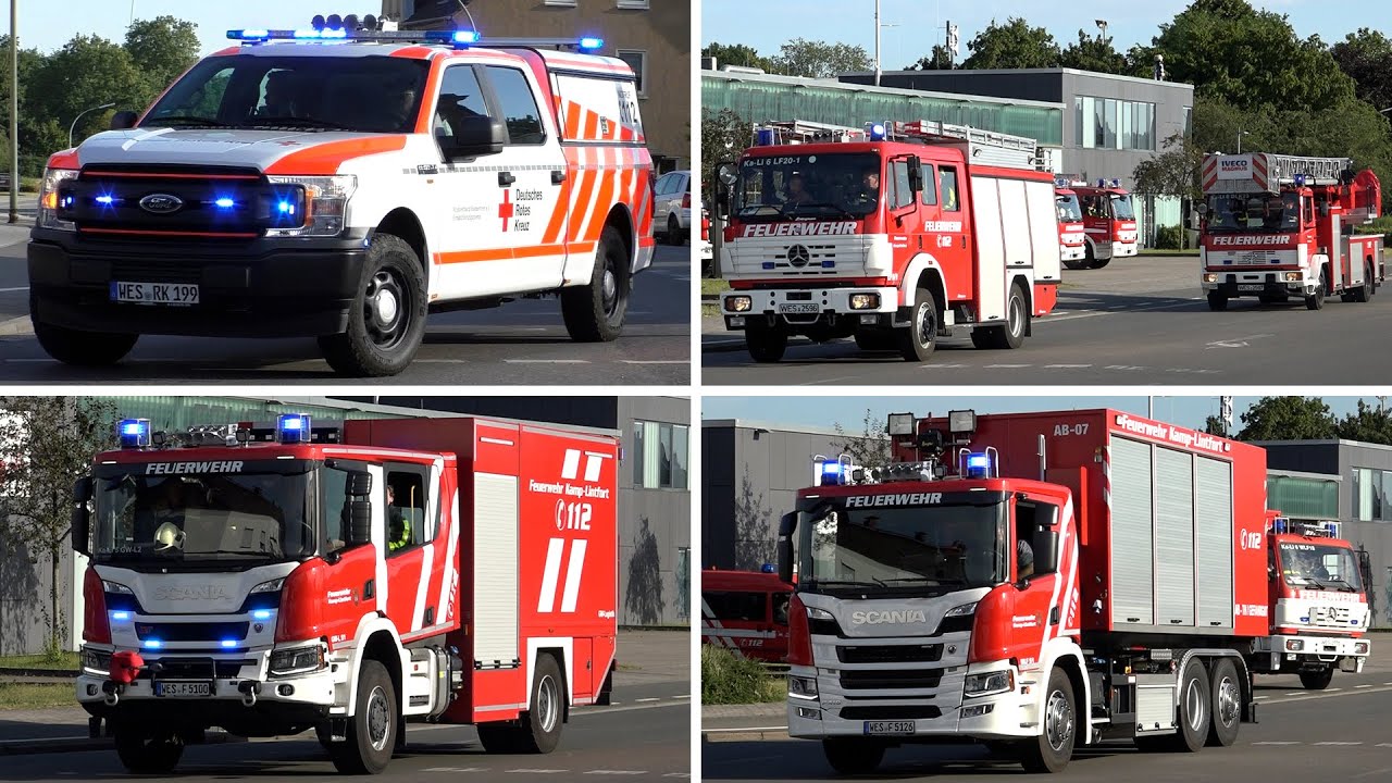 [Ford F150 Pickup KdoW] Einsatzfahrten von Feuerwehr und DRK in Kamp-Lintfort zur Alarmübung