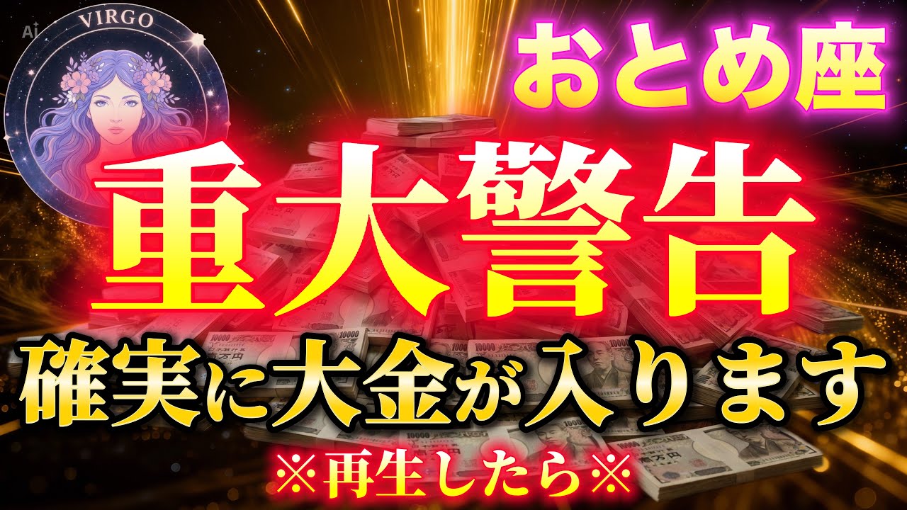 【おとめ座♍️金運】確実に大金が入ります。必ず再生してください。【12星座】