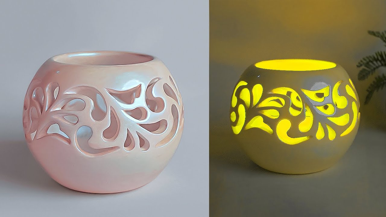 Table lamp making || Lighting lamp with corner Flower vase || Flower vase making