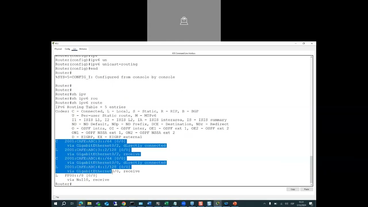 Configuración Switch Router cisco RIPNG parte 4