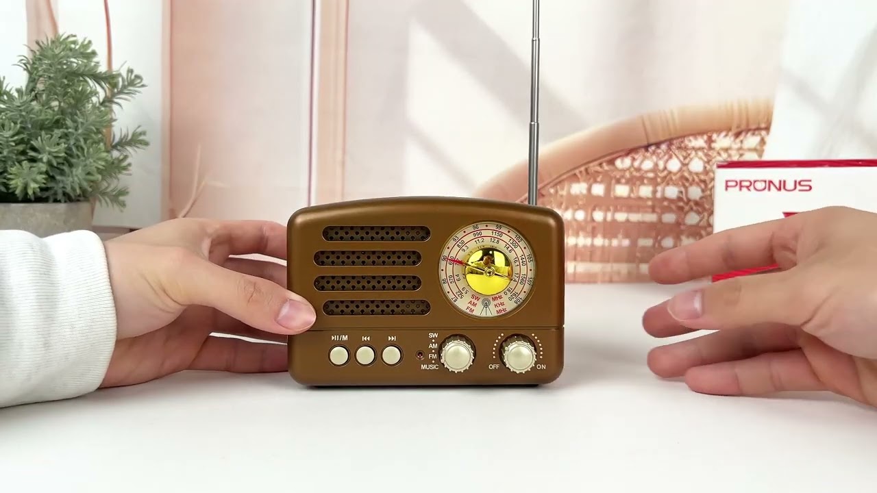 PRUNUS J-160 Retro AM FM SW Radio, Rechargeable, 1800mAh Battery, TF/AUX/USB MP3 Player