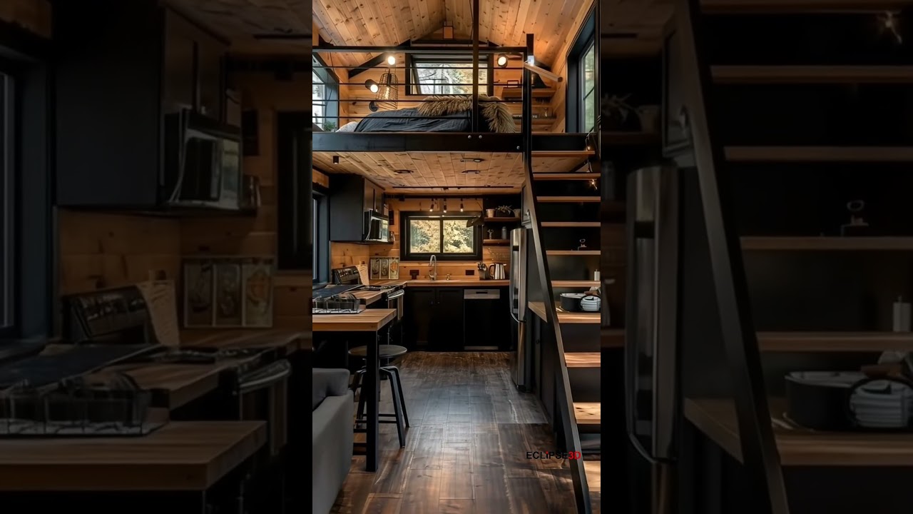 "Modern Loft Cabin Tour 🪵✨ | Cozy Design in a Tiny Space!"