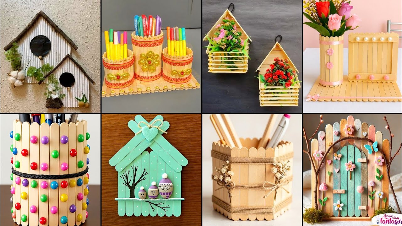 Cheap Craft Ice Cream Stick Crafts Ideas | Beautiful Handmade Home Decor | Easy Craft Ideas🌺🌸🏵️