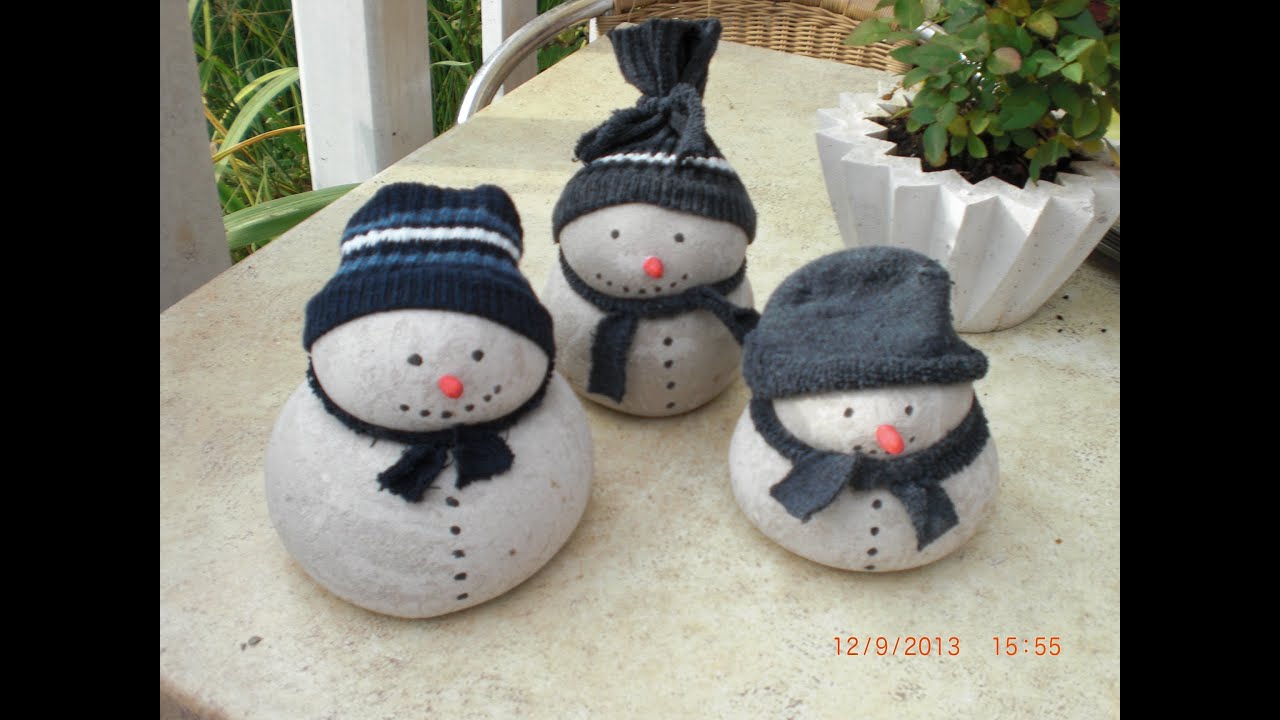 Beton giessen - DIY - Schneemann aus Beton und Damenstrümpfen