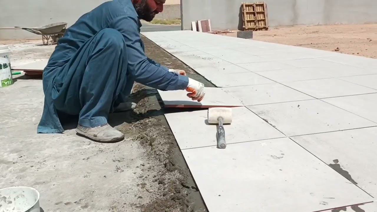 How to lay Tile a Floor-Techniques Install Ceramic Tile 45×45  Part 1