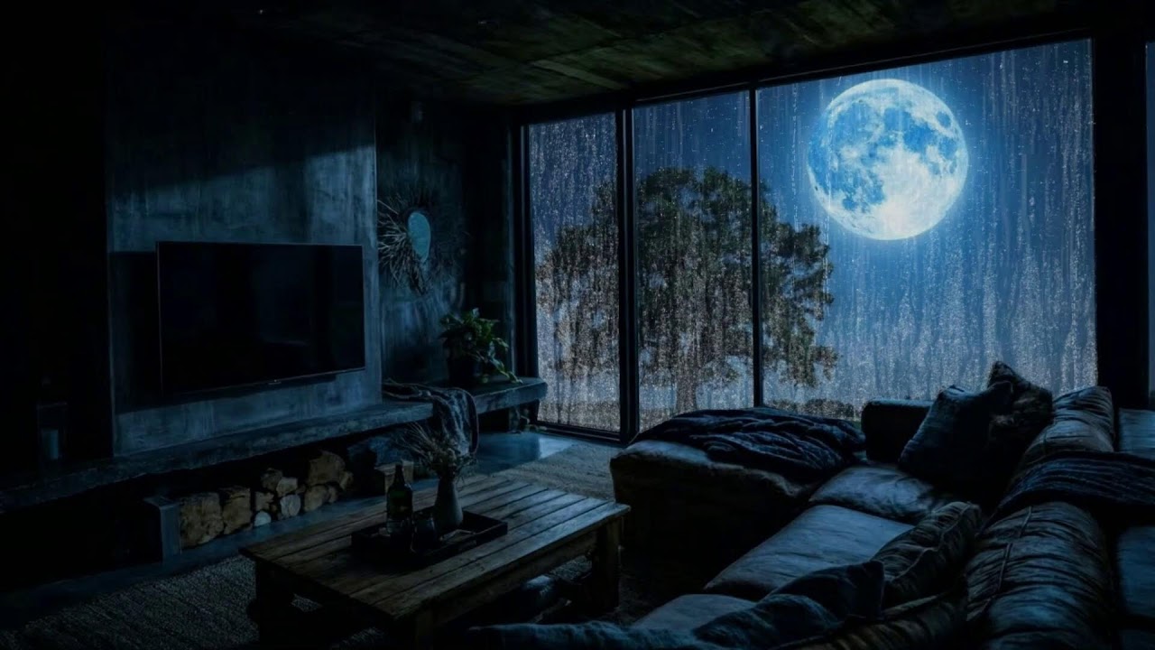 🌕 Sleep Quickly & Peacefully – Intense Window Rain and Thunder for Deep Rest